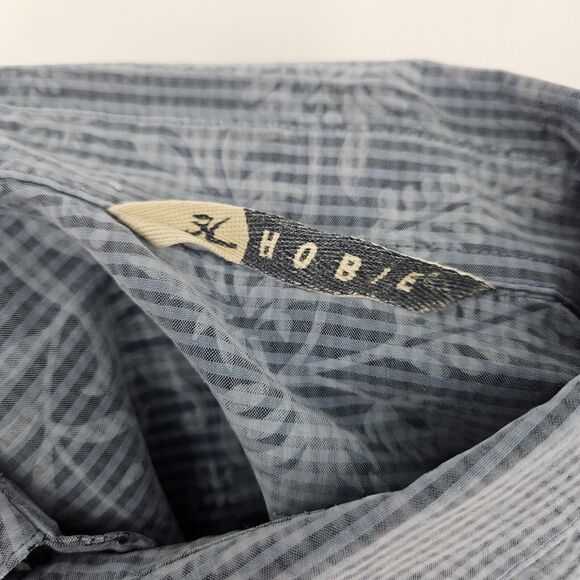 Hobie Shirt Mens Medium Blue Floral Striped Button Up Polynosic Rayon Vintage M‎ - Picture 10 of 12